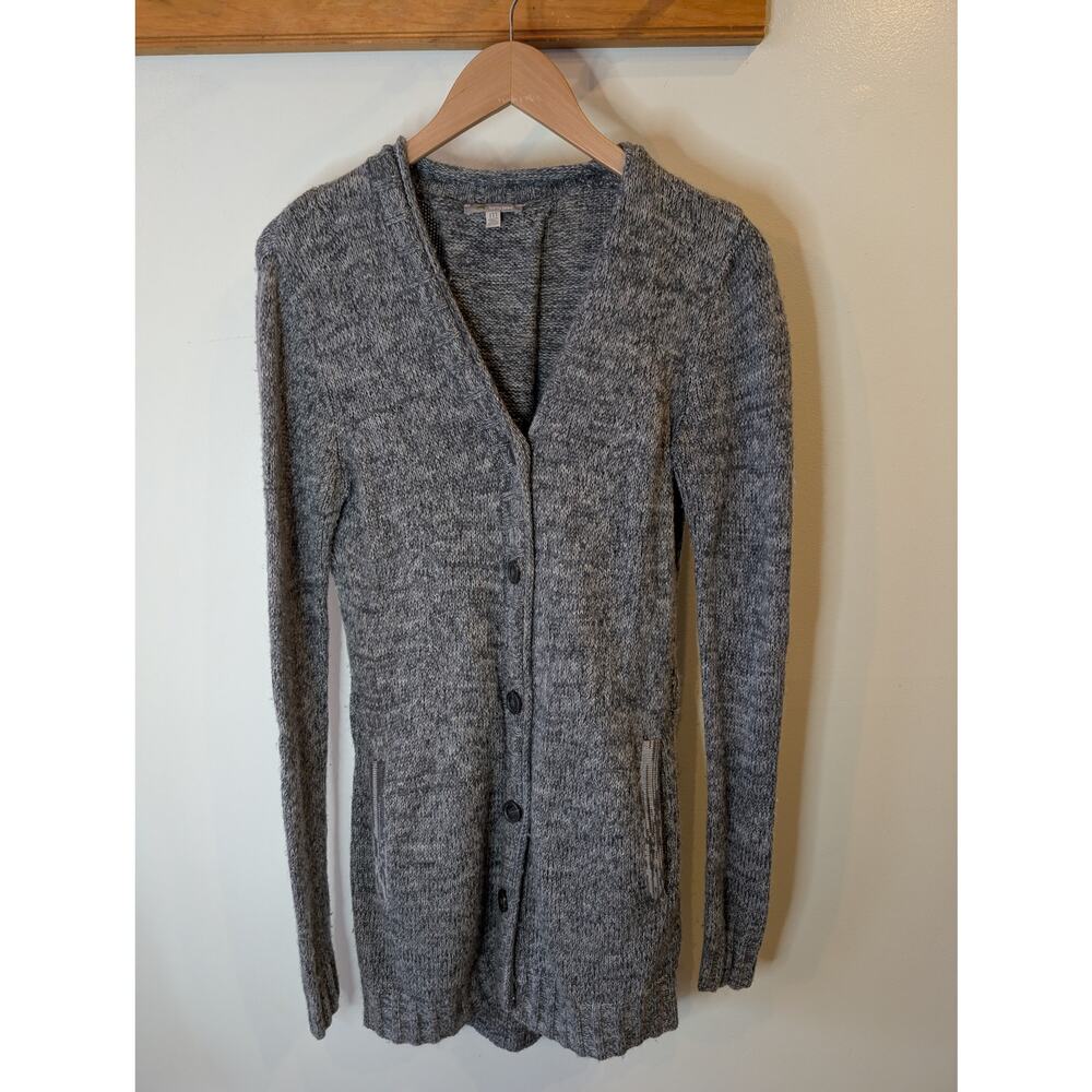 Horny Toad Marled Merino Wool Long Cardigan Gray Button Front Women's Medium